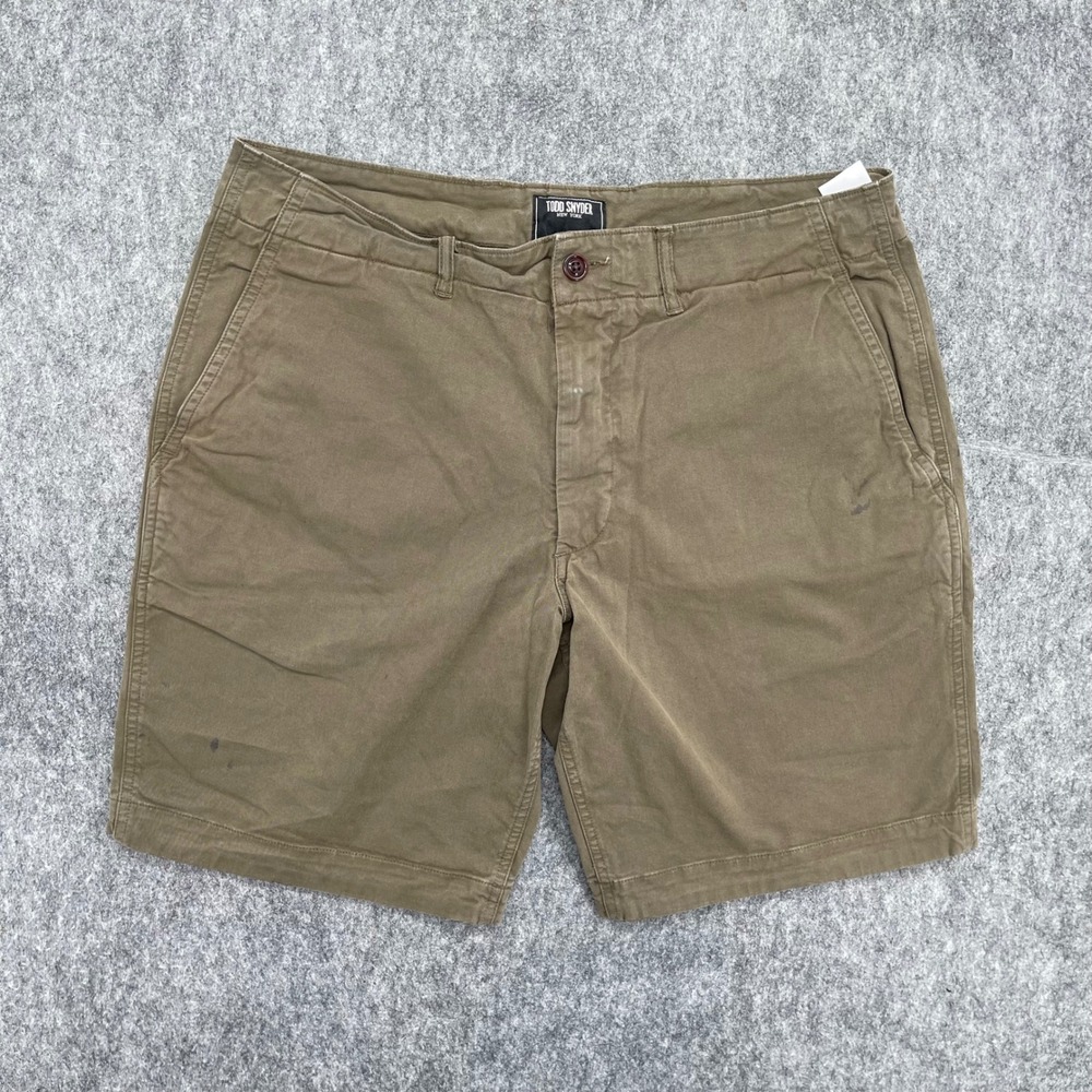 Todd Snyder Shorts Mens 34 Chino Olive Green Stretch Cotton